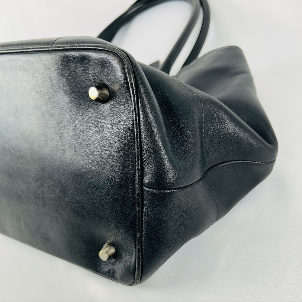 Coach Hamptons Classic Black Leather Hand Bag Tote D1J-7757 Lobster Clasp Close - Picture 8 of 15